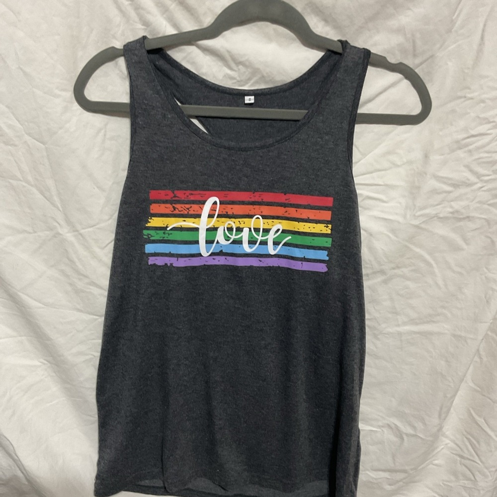 Love Rainbow Large Grey Tank Small Shirt